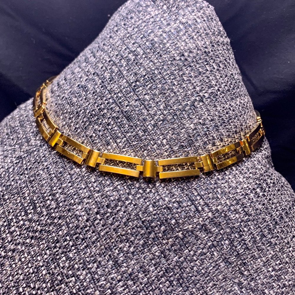 Napier Gold Tone Hollow Panel Link Necklace